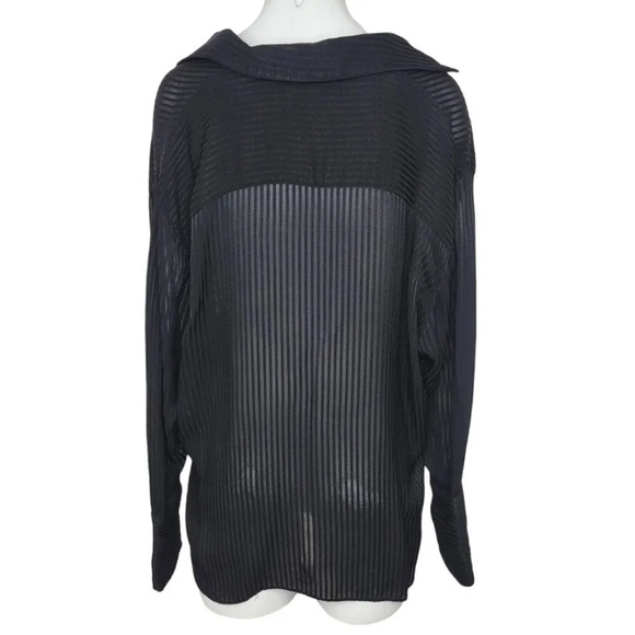 Zara  Bamboo Fibre Sheer Striped Oversized Top - Picture 4 of 7